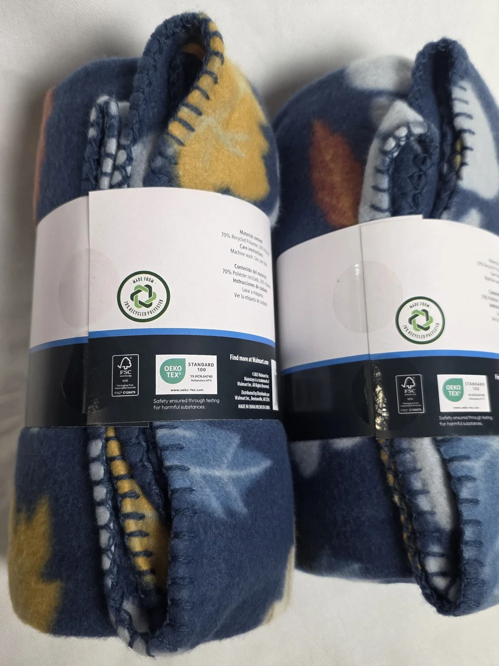 Mainstays Fall Fleece Throw, Paw Prints & Leaf Print Design, 2 Blankets